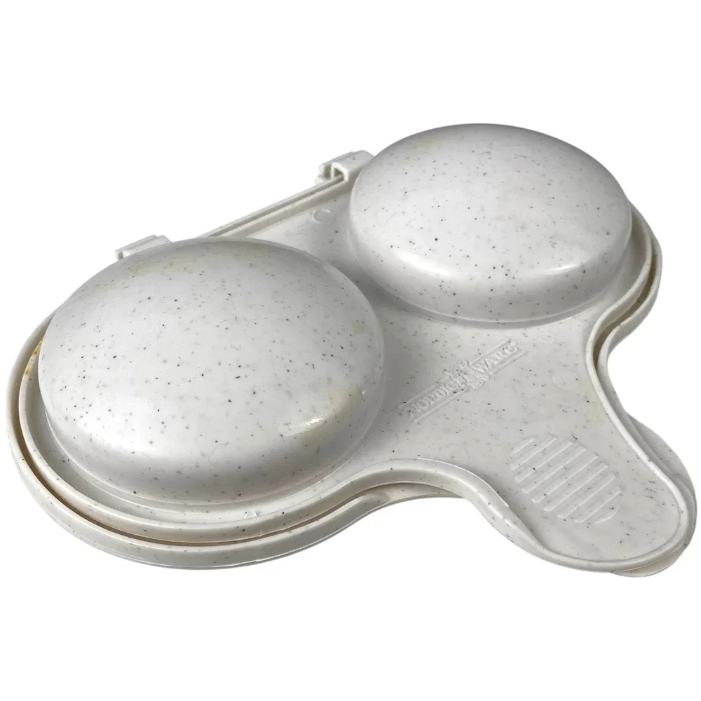Nordic Ware Microwave Egg Poacher Dual Cavity Speckled White Dishwasher Safe USA